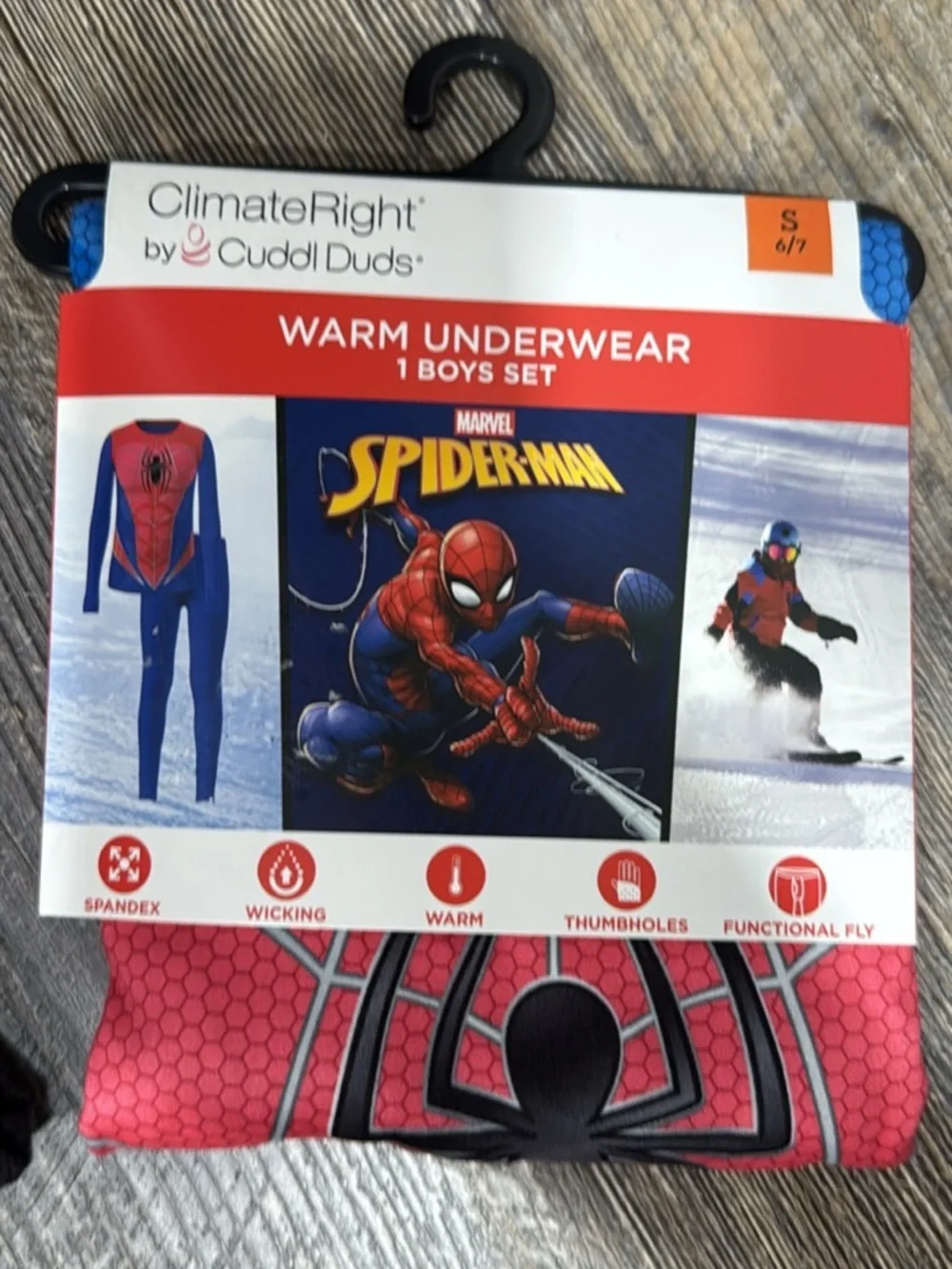 2 Cuddl Duds Boys Spider and athletic works kids Warm Underwear Set